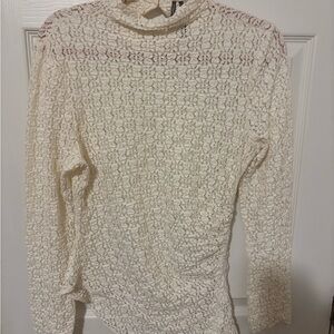 Anthropologie Ivory Textured Lace Top
